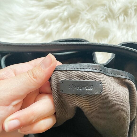 Madewell Black Lafayette Leather Bucket Drawstring Crossbody Purse Bag - Picture 8 of 10